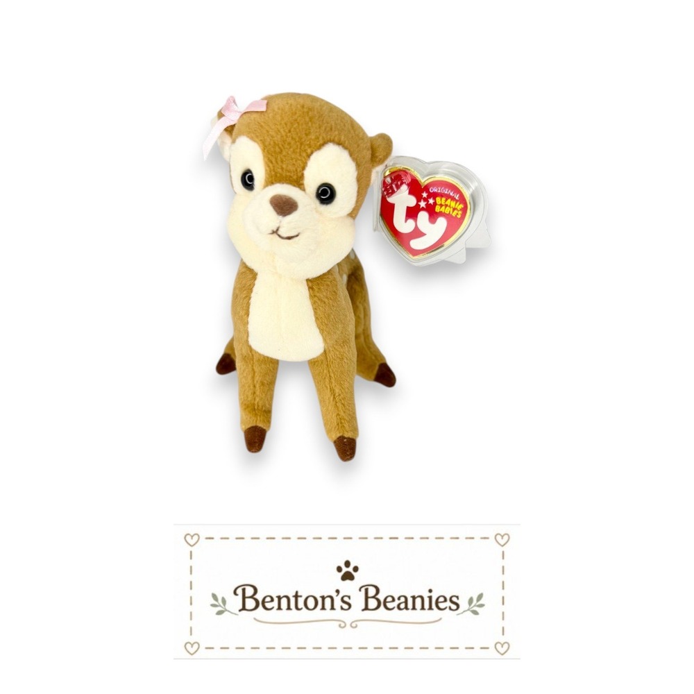 Honey the Deer Ty Beanie Baby | Pink Bow Forest Friend 🎀 | Mint Heart Tag ⭐